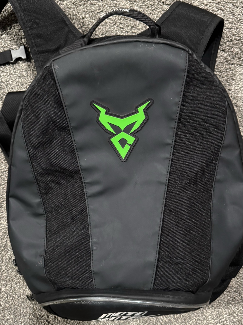 Black Backpack with Green Logo Motocentric